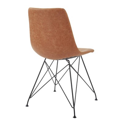 Trenton Sand Brown Faux Leather Side Chair with Metal Legs