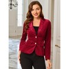 INSPIRE CHIC Women's Notched Lapel Vintage Office Button Front Velvet Blazer - 2 of 4