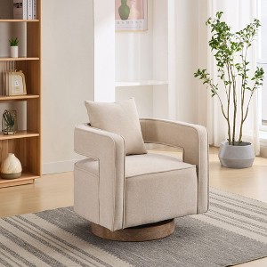NicBex Linen Blend Swivel Accent Chair,Upholstered Swivel Living Room Chairs with Mid-Height Open Backrest,Accent Chairs for Living Room - 1 of 4