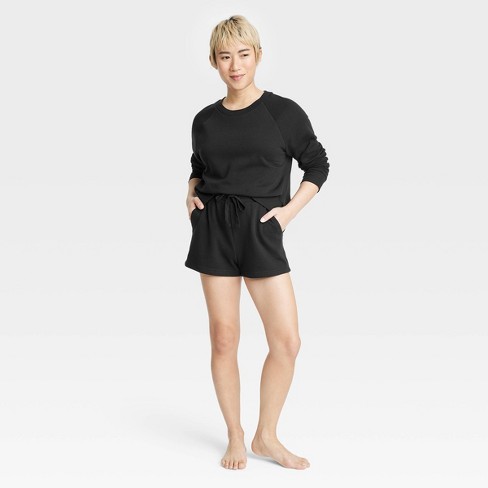 Women's Seamless Ribbed Shortie Shorts - Colsie, Black, Large