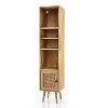 Munora 4-Tier Slim Rattan Storage Cabinet - 3 Open Cubbies + 1 Door Cabinet with 12-Position Adjustable Shelf - 54"H for Small Spaces - 2 of 4