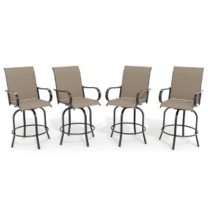 Outdoor Swivel Bar Stools Set of 2, Patio Swivel Bar Stools Chair, All Weather High Back and Armrest Patio Chairs for Deck Lawn Garden Backyard - 1 of 4
