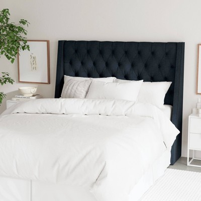 Queen Gilford Wingback Headboard in Linen Navy - Threshold™: Elegant Pine Frame, Spot Clean, 56" Height