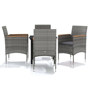 vidaXL Patio Dining Set Outdoor Dining Set Table and Chair Set for Garden - Gray and Black 31.5" Table Length 4 Items - 1 of 4