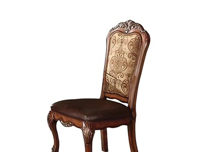 Cherry Oak Dresden High-Back Faux Leather Side Chair