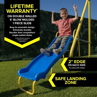 Sportspower Blue and Yellow Metal Swing Set with Slide