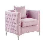 Simple Relax Velvet Chair with 1 Pillow in Pink