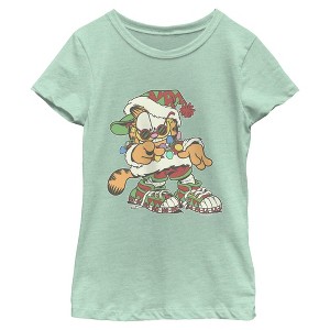 Girls Garfield Christmas Funky Santa T Shirt - 1 of 4