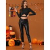Allegra K Women's Glitter Long Sleeve Cut Out Twist Front Slim Fitted Crop Top - 4 of 4