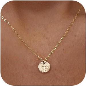 14K Gold Silver Cross Necklace Dainty Choker Non Tarnish Faith Jewelry - 1 of 4