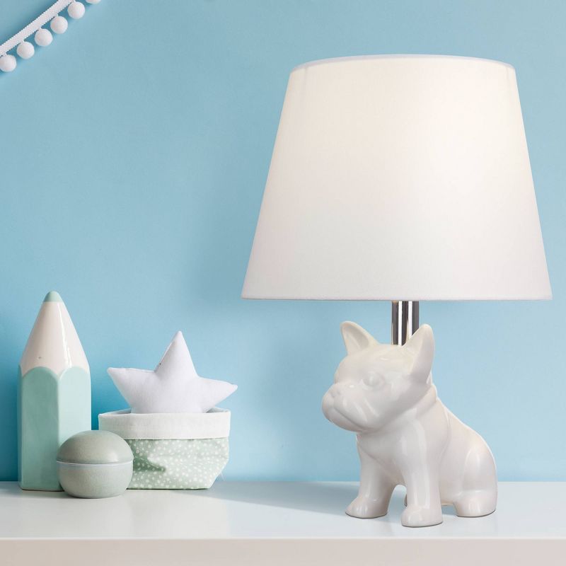 15.5&#34; Whimsical Bulldog Table Lamp White (Includes LED Light Bulb) - Cresswell Lighting, 5 of 6