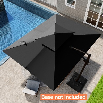Pellebant 9'X10.5' Double Top Cantilever Umbrella Outdoor 360° Rotation 6 Heights Adjustable Offset Umbrella with Metal Pole Cantilever Patio Umbrella