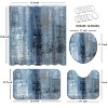 LunaLulinlk 4Pcs Art Shower Curtain Sets with Rugs and Hooks Blue and Grey Bathroom Shower Curtain Sets - 4 of 4