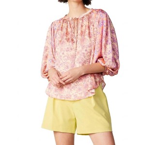 Women's Floral Cuffed Sleeve Blouse - current air - 1 of 4