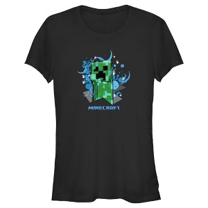 Juniors Womens Minecraft Charged Creeper T-Shirt - 1 of 4