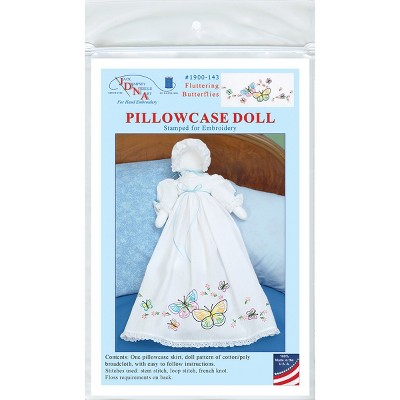 Jack Dempsey Stamped White Pillowcase Doll Kit-Fluttering Butterflies