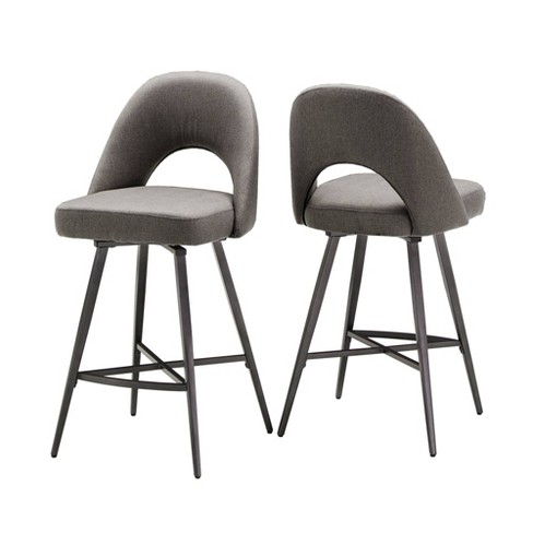 Ross Modern Fabric and Metal Adjustable Air Lift Stool, Set of 2