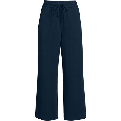 Lands' End Women's Sport Knit Elastic Waist Wide Leg Crop Pants