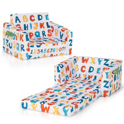 Infans 2-in-1 Convertible Kids Sofa to Lounger Flip-Out Chair w/Storage Pocket