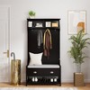 Vynxaria Hall Trees: Black 3-in-1 Entryway Organizer with Drawers and Padded Bench - 2 of 4