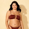 Women's Jacquard Texture Bandeau Bikini Top - Wild Fable™ Burgundy - 4 of 4