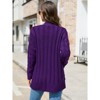 Women's Open Front Cardigan Sweater with Pockets Long Sleeve Cable Knit Button Loose Cardigan Sweater Outwear - 2 of 4