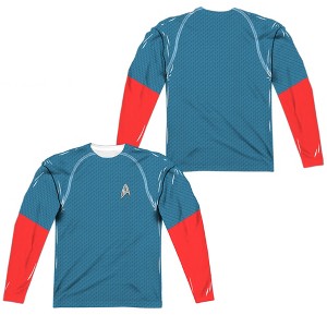 Men's Star Trek Movie Science Uniform Front Back Print Long Sleeve Costume T-Shirt - 1 of 4
