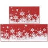 2PC 17Inx29In+17Inx47In Christmas Decorations Floor Mats Washable Soft Thin Non-Shedding Kitchen Mat Indoor Snow Printed Area Rugs - 2 of 4