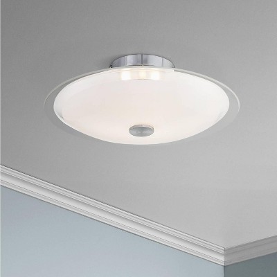 Contemporary Chrome 18" Flush Mount Ceiling Light with Frosted Glass