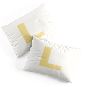 Deny Designs Standard April Lane Art Block Yellow Monogram L Microfiber Printed Pillow Sham - 1 of 3