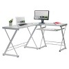 NicBex Home Office Desk L-Shape Morden Computer Desk with 6 Open Storage Shelves, Glass Desktop and Metal Legs for Study and Work - 2 of 4