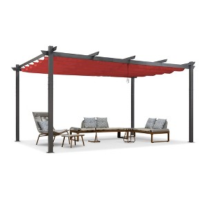 PURPLE LEAF Pergola Outdoor Retractable Pergola with Sun Shade Canopy Patio Metal Grape Trellis Pergola Grill Shelter Pergola for Porch Garden Yard - 1 of 4