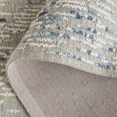 Blue and Gray Abstract Handmade Tufted Wool Rug, 4' x 6'
