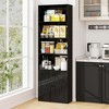 Costway 71" Farmhouse Bookcase with Doors with 6 Shelves & 2-Door Cabinet for Bedroom White/Black - 2 of 4