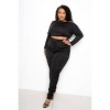 Slickblue Plus Size Set, Off Shoulder Crop Top with Ruched Leggings, Stretch Fit, Casual Style, Black, Size 1XL-3XL - 2 of 4