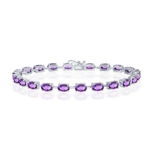 Simona Sterling Silver, 6x4mm Oval, 8.68cttw Amethyst Gem Tennis Bracelet - Purple - 7.5 Inch - 1 of 2