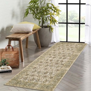 Coucheta Washable Vintage Floral Area Rug, Low Pile Boho Carpet, Non-Slip Distressed Print Rugs for Living Room, Bedroom & Dining Room, Office - 1 of 4