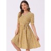 INSPIRE CHIC Women's Vintage Floral Peter Pan Collar High Waist Puff Sleeve A-line Midi Dress - 2 of 4