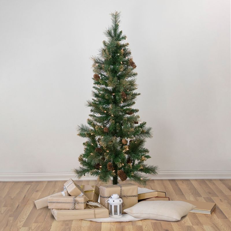 Northlight 4.5' Pre-Lit Yorkshire Pine Pencil Artificial Christmas Tree, Clear Lights, 3 of 9