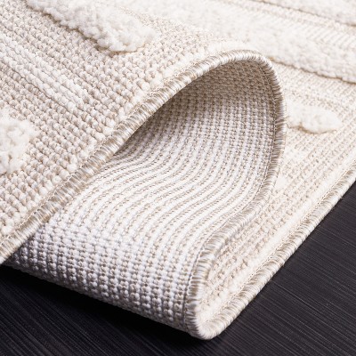 Ivory Geometric Square Synthetic Easy-Care Area Rug - 6'7" x 6'7"