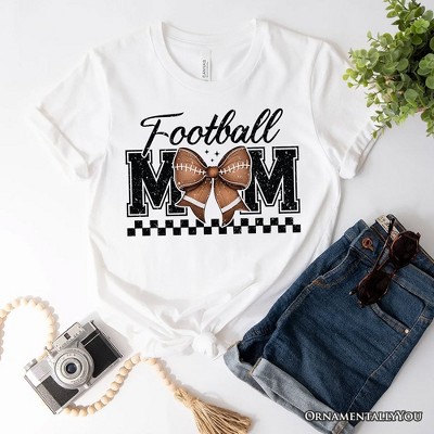 Football Mom Coquette Bow Retro T-Shirt, Stylish Game Day White Tee for Trendy and Proud Sports Mothers| OrnamentallyYou