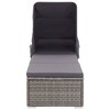 vidaXL Sun Lounger with Canopy and Cushion Poly Rattan Gray - 3 of 4