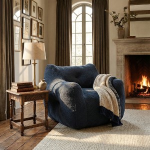 Airsurfer Plush Teddy Bean Bag Seats Oversized Cozy Lazy Sofa Armchair with High-Density Foam, Ergonomic Sofa for Living Room, Bedroom - 1 of 4