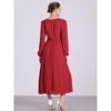 Allegra K Women's Elegant Pleated Cross V Neck Puff Sleeve Tie Waist A-Line Dress - 3 of 4