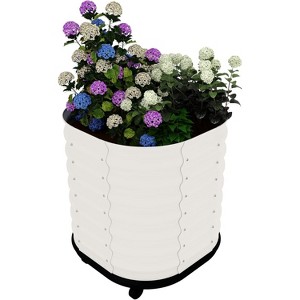Portable Elevated Planter Box with Integrated Reservoirs – Corrosion-Resistant Steel Plant Bed with Stabilizing Wheels & Wave Sides - 1 of 4