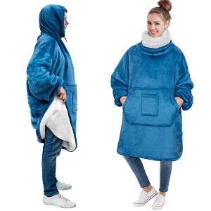 PAVILIA Wearable Blanket Hoodie Women Men, Oversized Sweatshirt Hooded Sweater, Fleece Soft Cozy Warm Plush Gift Ideas - 1 of 4