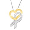 Haus of Brilliance 10K Yellow Gold and Silver 1/20 cttw Diamond Ribbon-Heart Pendant Necklace - 2 of 4