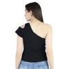 Artyska Women's Summer One Shoulder Ribbed Casual Crop Tops - 4 of 4
