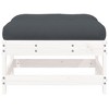 vidaXL Patio Footstool with Cushion White Solid Wood Pine - 3 of 4