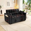 AENKYO Modern Velvet Loveseat Sleeper Sofa, Convertible Pull-Out Bed with Pillows & Side Pockets, Space Saving for Apartment - 3 of 4